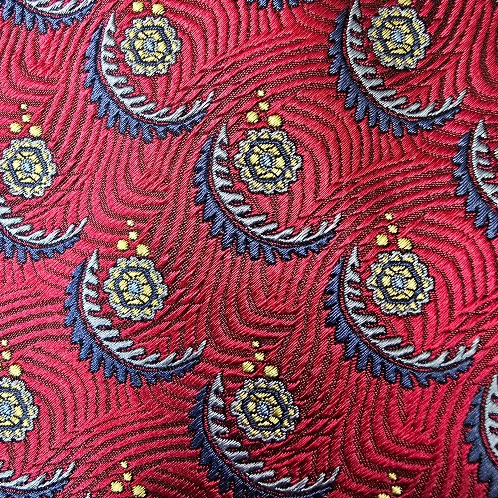 Jos. A. Bank Repp Silk Neck Tie Mens Red Swirl Medallion Signature Italy Work